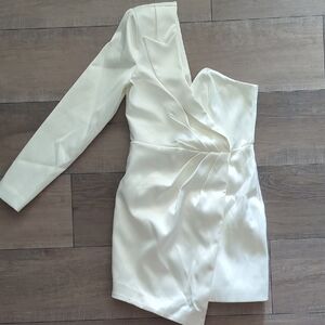 NBD White One-Shoulder Dress